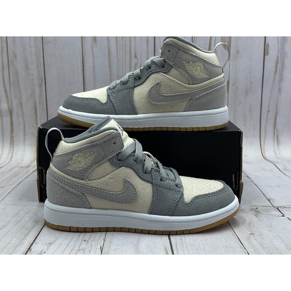Nike Air Jordan 1 Mid SE PS Coconut Milk Particle Grey Size 11C DN4345‑100